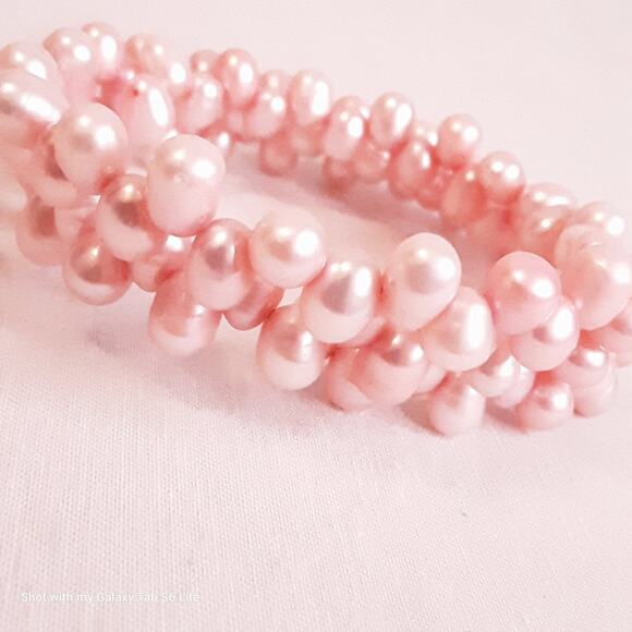 Cotton Candy Pink Pearlesque Beaded Wrap Bracelet - Picture 6 of 8